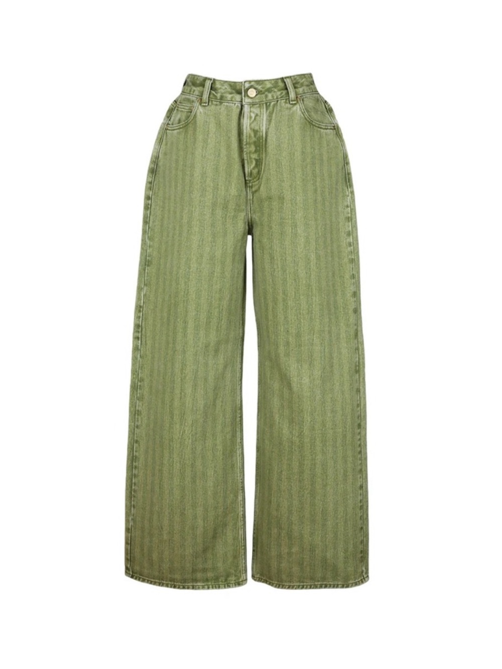 Heavy Manners Twill Stripe Green Low Rise Baggy Denim